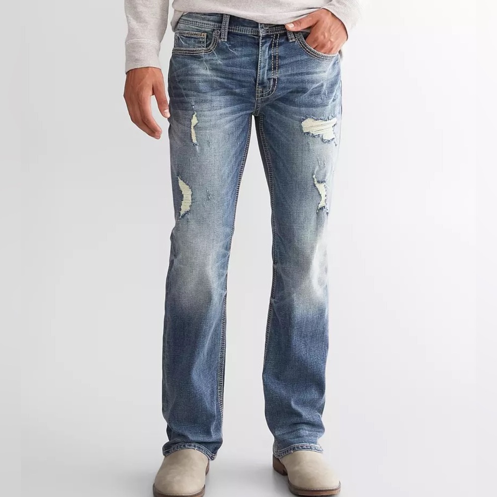 Men's BKE Aiden bootcut Distressed Blue Jeans size 28x30